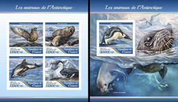 Guinea 2017, Animals In Antartic, 4val In BF +BF IMPERFORATED - Fauna Antartica