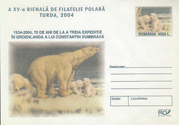 NORTH POLE, ARCTIC WILDLIFE, POLAR BEARS, COVER STATIONERY, ENTIER POSTAL, 2004, ROMANIA - Faune Arctique