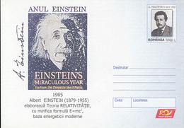 FAMOUS PEOPLE, ALBERT EINSTEIN, SCIENTIST, COVER STATIONERY, ENTIER POSTAL, 2005, ROMANIA - Albert Einstein