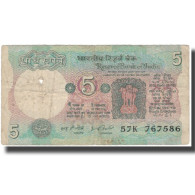 Delcampe - Billet, Inde, 5 Rupees, KM:80f, TB - Inde
