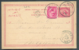 E.P. Carte 5 + Tp 5pi. Dated CANAL De SUEZ 26 April 1893 + Cds PORT TAWFIQ 27 Avril 1893 to Belgium (Brussels 4 Mai 1893 - 1866-1914 Khédivat D'Égypte