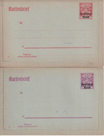 BAYERN - 1920 - ENTIER POSTAL - 2 CARTES-LETTRES SURCHARGEES "DEUTSCHES REICH" NEUVES - Postal  Stationery