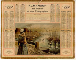 CALENDRIER GF 1920 - Goélands Et Goélettes (??Bretagne??), Imprimeur Oberthur Rennes - Grossformat : 1901-20