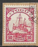 TOGO  COLONIA TEDESCA  1909-14  SERIE ORDINARIA FILAGRANA LOSANGHE YVERT. 21 USATO SU FRAMMENTO VF - Togo