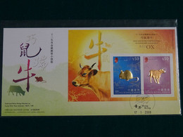 Hong Kong 2009 Lunar New Year Animals Rat/Ox Gold FDC VF - FDC