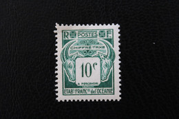 1948,ETABTS FRANCAIS DE L'OCEANIE TIMBRE-TAXE Y&T NO TA18 10C VERT VALEUR DANS UN CARRE NEUF MNH** - Postage Due