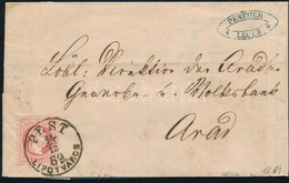 1869 5kr Távolsági Levélen "PEST LIPÓTVÁROS" - "ARAD VÁROS" - Other & Unclassified