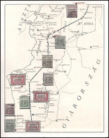 O Nyugat-Magyarország I. 1921 10 Db Bélyeg Térképen, A Postahivatal Helysége Mellé Helyezve, Egy Db 40f Hármaslyukasztás - Other & Unclassified