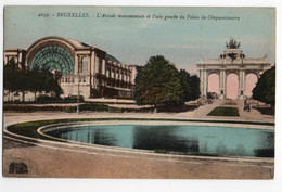 BRUXELLES * BELGIQUE * ARCADE MONUMENTALE * AILE GAUCHE PALAIS DU CINQUANTENAIRE * Carte Colorisée * FLAMME - Brussels Airport