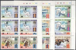 ** 1974 100 éves Az UPU Mi 532-537 Négyes Tömbök - Altri & Non Classificati