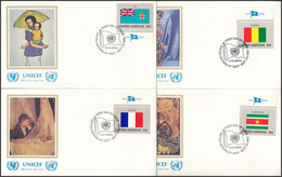 1980 Zászlók (I) ívszéli Sor Mi 348-363 16 Db UNICEF FDC-n - Other & Unclassified