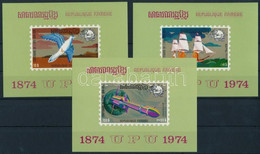 ** 1974 100 éves Az UPU Blokksor Zöld Blokkszéllel Mi 400-402 B - Other & Unclassified