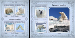 Guinea 2017, Animals, Polar Bear, 4val In BF +BF - Arctische Fauna