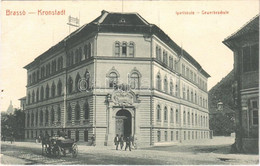 ** T2/T3 Brassó, Kronstadt, Brasov; Ipariskola, Lovaskocsi. W.L. 123. / Gewerbeschule / School, Horse Cart - Non Classificati