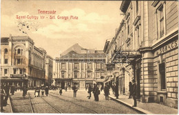 T2 1914 Temesvár, Timisoara; Szent György Tér, Szálloda és Sörcsarnok, Dr. Aldor Gyula Fogorvos Rendelője, Gresham, Szei - Unclassified