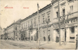 T2 1910 Temesvár, Timisoara; Küttl Tér, Thomas Ede Cukrászdája, Gerő Manó és Wolf Mihály üzletei / Square, Cake Shop, Co - Unclassified