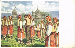 T2/T3 1942 Kőrösmező, Körösmező, Jaszinya, Jasina, Yasinia; Vasárnap, Rutén (ruszin) Folklór, Fatemplom / Ruthenian (Rus - Non Classificati