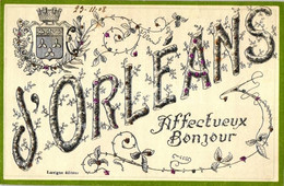 T2/T3 Orleans, Affectueux Bonjour, Coat Of Arms, Greeting Card, Floral (EK) - Unclassified