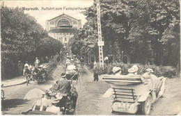 T2/T3 1914 Bayreuth, Auffahrt Zum Festspielhaus / Theatre, Horse-drawn Carriages, Automobile Montage (EK) - Non Classés