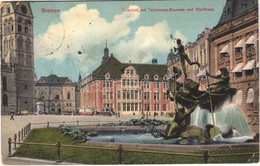 T3 1914 Bremen, Domshof Mit Teichmann-Brunnen Und Stadthaus / Cathedral, Fountain, Town Hall, Tram (EK) - Unclassified