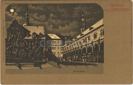 * T2/T3 Dresden, Stallhof / Royal Castle At Night, Stable. Verl. V. Woldemar Türk Litho - Unclassified