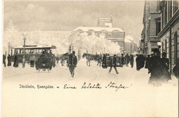 * T1/T2 Stockholm, Hamngatan Street In Winter, Tram, Horse Sled - Unclassified