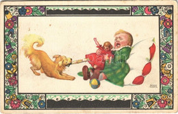 T3 1917 Crying Child With Dog And Toy. Children Art Postcard. B.K.W.I. 587-6. S: August Patek (EB) - Non Classificati