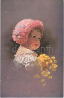 ** T2 Child With Flowers. Children Art Postcard. Artist Signed - Non Classificati