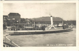 T2 1931 Linz A. D. D., Babenberg Abfahrt / BABENBERG Oldalkerekes Személyszállító Gőzhajó Induláskor / Steamship - Unclassified