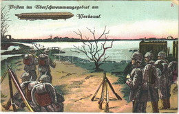 T3 1916 Posten Im Überschwemmungsgebiet Am Yperkanal / WWI German Military Art Postcard (EB) - Unclassified