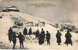 ** T2/T3 Campagne D'Orient 1914-18. Nos Poilus Dans La Neige A Demir-Capous Macédoine Serbe / WWI French Military, Soldi - Unclassified