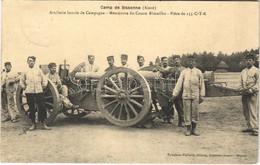 T2/T3 Camp De Sissonne (Aisne) Artillerie Lourde De Campagne - Manoeuvre Du Canon Rimailho, Piece De 155-C-T-R / WWI Fre - Unclassified