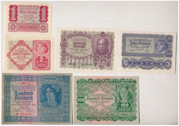 Ausztria 1922. 1K-1000K (6xklf) T:I-III Austria 1922. 1 Krone-1000 Kronen (6xdiff) C:UNC-F - Unclassified