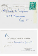 PARIS 106 Carte De Visite Mignonette à DECOUVERT Sans Enveloppe 8F Gandon Yv 810 Ob Meca 29 12 1952 - 1945-54 Marianne (Gandon)