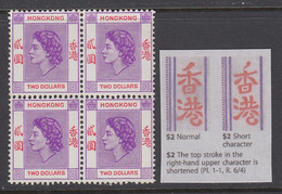 Hong Kong, SG 171a, MLH Block "Short Character" Variety - Neufs