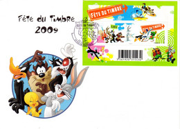 ✅ " FDT 2009 : LOONEY TUNES " Sur Enveloppe 1er Jour Grand Format De 2009. N° YT F4341. Parfait état. FDC - Fumetti