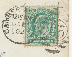 GB 1902 EVII 1/2d Bluegreen Dulwich Pc Duplex-cancel "CAMBERWELL-S.E / 65 / 5" - Storia Postale