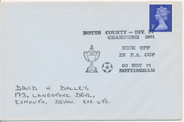 GB 1971 Notts County Div. IV Champions 1971 Kick Off In F.A. Cup Nottingham - Storia Postale