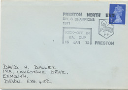 GB 1972 Preston North End Div. 3 Champions 1971 - Kick-Off In F.A. Cup Preston - Storia Postale