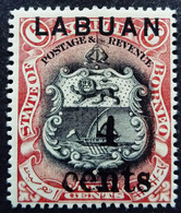 Borneo 1899 Armoiries Arms Surchargé Overprinted LABUAN 4 Cents Yvert 96 * MH - Timbres