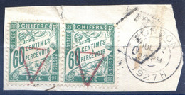 France Taxe N°38 (x2) Sur Fragment (de Londres) - (F1958) - 1859-1959 Cartas