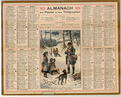 CALENDRIER GF 1923 - En Allant à L'école (Haute-Alsace) Chien Et Traineau, Imprimeur Oberthur Rennes - Grand Format : 1921-40