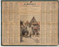 CALENDRIER GF 1923 - Village Alsacien (charrette Fourrage), Imprimeur Oberthur Rennes - Grand Format : 1921-40