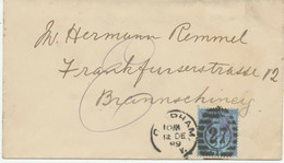 GB "CLAPHAM / S.W. / 27 / 1" 1892 QV 21/2d Jubilee Cvr To BRUNSWICK With Rare POSTMARKERROR - Brieven En Documenten