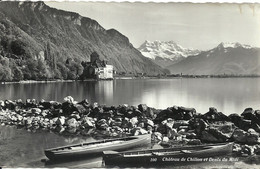 03 - 2021 - SUISSE - CANTON DE VAUD - VEYTAUX - CHILLON  CPSM PF Ou GF NB - Château De - Dents Du Midi - Canoës - Veytaux