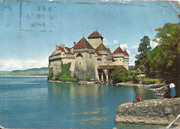 03 - 2021 - SUISSE - CANTON DE VAUD - VEYTAUX - CHILLON  CPSM PF Ou GF Couleur - Château De - Dents Du Midi - Pliures - Veytaux