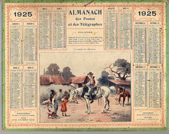 CALENDRIER GF 1925 - La Rentrée Du Laboureur à La Ferme, Imprimeur Oberthur Rennes - Grand Format : 1921-40