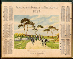 CALENDRIER GF 1927 - En Route Pour La Foire, Aquarelle De Léon Roger, Imprimeur Oberthur (calendrier Double Couverture) - Grand Format : 1921-40