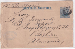 ARGENTINA - 1892 - ENTIER POSTAL - BANDE Par PAQUEBOT "PORTO ALLEGRE" => BERLIN - Postal Stationery