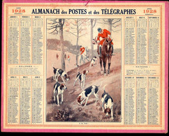 CALENDRIER GF 1928 - Chasse à Courre à La Voie, Imprimeur Oberthur Rennes - Grossformat : 1921-40